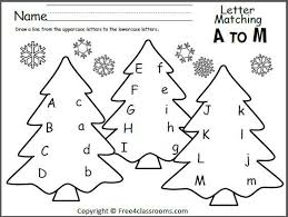 Christmas worksheets for teaching and learning in the classroom or at home. Tree Letter Matching A To M Preschool Christmas Worksheets Christmas Kindergarten Letter Matching Worksheet