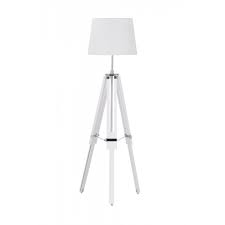 Lepower wood tripod floor lamp, mid century standing lamp, flaxen lamp shade with e26 lamp base, modern design floor reading lamp for living room bedroom, study room and office. Buy White Wood And Chrome Tripod Floor Lamp From Fusion Living