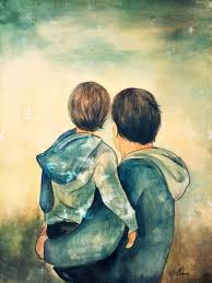 Father And Son With Birds Etsy Father Art Mother And Child Drawing Father And Son