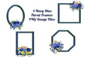 Download 4 Navy Floral Frames Graphic By Scrapbook Attic Studio Creative Fabrica PSD Mockup Templates