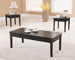 Kings Brand Furniture 3 Piece Wood Coffee Table 2 End Tables Occasional Set Black Coffee Table Sofa End Tables 3 Piece Coffee Table Set