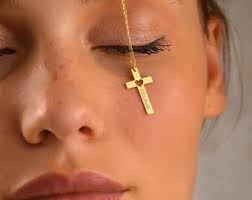 Buy 14k Solid Gold Cross Necklace • Gold Baroque Cross Jewelry • Summer  Jewelry • Minimalist Cross Pendant • Women's Dainty Cross Summer Gift  Online in India