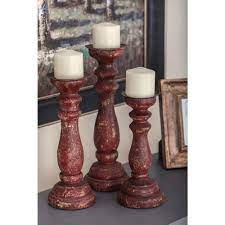 Wood is the best blessing to humanity that is widely utilized for. Litton Lane Large 15 In Medium 14 In Small 12 In Distressed Red Wooden Pillar Candle Holders Set Of 3 52760 The Home Depot Wooden Pillar Candle Holders Pillar Candle Holders Candle Holders