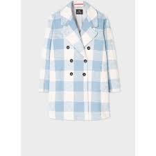 Women's navy and red check boucle epsom coat. Ps Paul Smith Women S Blue And White Check Cotton Blend Cocoon Coat 39 725 Rub Liked On Polyvore Featuring Ou Clothes Design Textured Coat Paul Smith Women