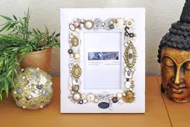 Picture Frame Vintage Jewelled Rhinestone Picture Frame Jewelry Mosaic Art Frame Handmade Button Art Jeweled Craft Christmas Gift Bilderrahmen Vintage Bilderrahmen Fotorahmen