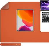 PU Leather Desk Pad Blotter,Waterproof Orange Office Desk Mat for  Women,Non-Slip Writing Desk Protector Large Mouse Pad,36x17inch