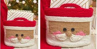 Join red yarn and change to size 8 needles. Jolly Santa Knitted Basket Organizer Free Pattern Video Tutorial