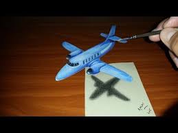 Speed Drawing 3d Illusion Airplane On Paper Dessin 3d Rapide D 39 Un Avion Sur Papier Youtube 3d Drawings 3d Pencil Art 3d Pencil Drawings