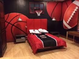 How Cool Is This Sports Themed Bedroom This Customer Used A Custom Mural To Help Complete This Bed Sports Themed Bedroom Basketball Bedroom Sports Room Boys