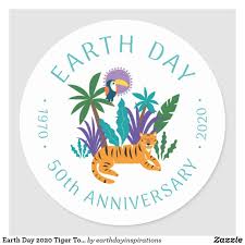 Earth Day 2020 Tiger Toucan Jungle Woodland Classic Round Sticker Zazzle Com Earth Day Create Custom Stickers Round Stickers