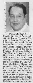Obituary for Scott R. Westervelt, 1953-2001 (Aged 48)