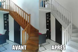 Peindre Un Escalier En Bois Les Petits Travaux De Flo Escalier Bois Escalier Peint Repeindre Escalier