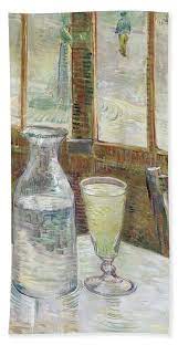 This still life shows a glass of absinth on a cafe table, near a bottle of water. Still Life With Absinthe Hand Towel For Sale By Vincent Van Gogh