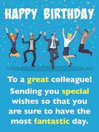 Coworker birthday card from office group. A Special Day Happy Birthday Card For Colleague Birthday Greeting Cards By Davia