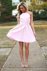 Light Pink Halter Party Gown With Short Satin Skirt Loveangeldress