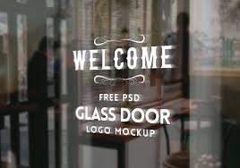 Glass Door Logo Mockup Psd Graphicsfuel Logo Mockup Logo Mockups Psd Mockup Free Psd
