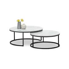 Coffee table35 3/8x18 1/8 . Khloe White Marble Black Round Nest Of Coffee Tables Bunnings Australia