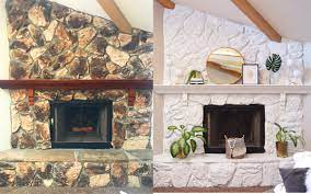 All about paint peeling off wall. Stone Fireplace Transformation From Dated To Modern A Happy Blog