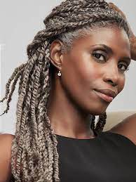 Pin By Natalie Johnson On Grey Grace Beautiful Gray Hair Grey Box Braids Natural Gray Hair