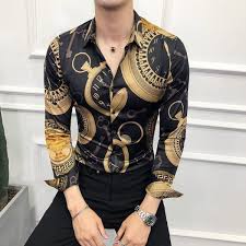 Black And Gold Dress Shirt Mens Black Casual Shirt Gold Dress Shirts Shirthd Com Online Shop For Shirts And T Shirt In 2020 American Fashion Men Men Shirt Style Black Casual Shirt
