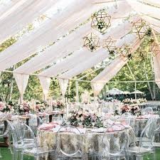 Mixing Wooden Elements Such As Our Florence Table With Acrylic Chairs And Linens Give This Wedding A Tent Wedding Backyard Wedding Outdoor Wedding Decorations