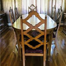 Each chair is complete with webbed seat suspension, foam seat cushion and protective floor glides. Vintage Thomasville Dining Table With Six Chairs And