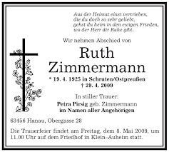 Traueranzeigen von Ruth Zimmermann