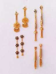 Striking Pairs Of Earrings Only From The Gold Factory A 6 100 Gm Rs 19 470 B 5 220 Gm Gold Jewelry Fashion Black Beaded Jewelry Gold Earrings Designs