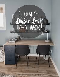 This Plywood Diy Double Desk Is The Perfect Solution For A Shared Kids Space Plus It S An Ikea Hack Using Maple Ply Double Desk Home Office Design Desk Hacks