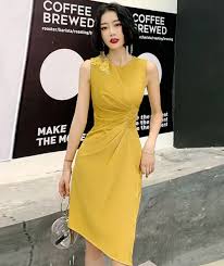 Đầm body sát nách đính hoa xếp ly eo | Muasam24 - Yên Tâm Mua Sắm