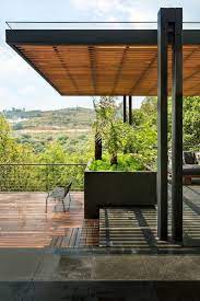 Modern Home With Outdoor Rooftop Shrubs Decking Patio Porch Deck Trees And Metal Fences Wall Photo 2 O Outdoor Pergola Backyard Pergola Modern Pergola