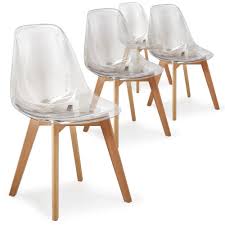 Lot De 4 Chaises Scandinaves Larry Plexi Transparent Chaise Salle A Manger Et Cuisine Meuble Gifi