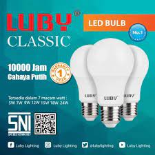 Tersedia 4w, 6.5w, 8w,10.5w,13w,14.5w,23w,27w,33w,40w dan paket 8 w, 10,5w dan 13 w buy 3 get 1. Jual Lampu Led Bulb Luby Classic 5 Watt 7 Watt 9 Watt 12 Watt 15 Watt 18 Watt 24 Watt Terbaru Juli 2021 Blibli