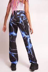 Lightning Bolt Print Jeans