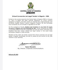 I was recently briefed by a client seeking legal advice regarding the use of cryptocurrency by way of an agri. Taofeek T Gawat Ø¹Ù„Ù‰ ØªÙˆÙŠØªØ± Understanding The Cbn Crypto Palava Layman S Terms Thread On This Crypto Currency Issue The Cbn S Position Is Clear They Have Not Banned Crypto Trading They Re Saying