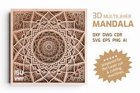 Download 3d Layered Mandala Laser Cut Svg Dfx Shadow Box Mandala Svg 1287319 Laser Engraving Design Bundles