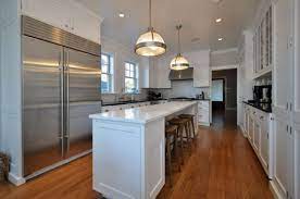 As a contemporary designer, you want to a very long, solid stone island on these photos is a fascinating modern design by french architects. Long Narrow Kitchen Island Houzz