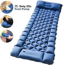 Amazon Com Camping Air Sleeping Pad Mat Foot Press Inflatable Lightweight Backpacking Pad For H Camping Sleeping Pad Sleeping Pads Backpacking Sleeping Pad