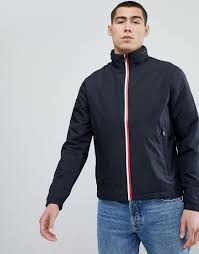 Tommy Hilfiger Icon Stripe Zip Jacket Concealed Hood Flag Logo In Black Black Modesens Zip Jackets Flag Logo Tommy Hilfiger