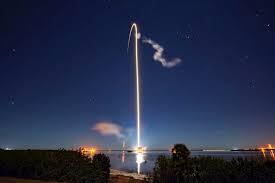 Shows a view of a predawn spacex falcon 9 rocket launch from florida as it appeared from chesapeake beach, maryland on march 14, 2021. Spacex Launches More Starlink Satellites Tests Design Change For Astronomers Spaceflight Now