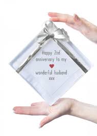 Traditional 2nd year anniversary gifts. Cotton 2nd Anniversary Gift Hemstitch Handkerchief For Husband Withcongratulations