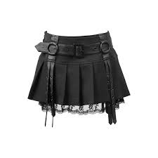 Black And White Pleated Mini Skirt Pleated Mini Skirt Belt And Lace Detail Punk Rave Q 220 Mini Skirts Pleated Mini Skirt Black Pleated Mini Skirt