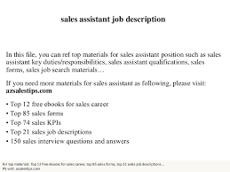 How to write a sales assistant job description. Sales Assistant