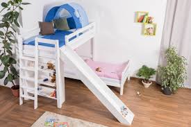 Kinderbett mit rutsche etagenbett pauli buche vollholz. Kinderbett Etagenbett Pauli Buche Vollholz Massiv Weiss Lackiert Mit Regal Und Rutsche Inkl Rollrost 90 X 200 Cm Teilbar