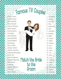 Bridal Shower Game Famous Tv Couples Couples Bridal Shower Bridal Shower Games Navy Bridal Shower