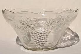 Below are some of the latest ebay listings for vintage punch bowls. Crystal Clear Pressed Glass Harvest Grapes Pattern Punch Bowl Cups Set Vintage Wedding Glassware