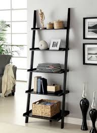 Ladder Shelf In Black Ac6213bk Ladder Shelf Decor Leaning Bookcase Black Ladder Shelf