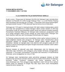 Malaysia bertuah kerana mempunyai sumber air yang banyak. Air Selangor On Twitter Siaran Media 4 Loji Rawatan Air Telah Beroperasi Semula