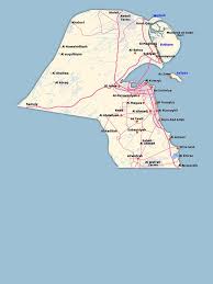 خريطة دولة الكويت التفصيلية مع اهم المدن والطرق الرئيسية والثانوية والنقاط الحدودية Detailed Kuwait Map With Roads And Cities T Shirt Street Signs Map Kuwait