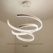Art Deco Chandelier Cord Adjustable Multi Ring Geometric Led Pendant Lighting Aluminum 60 100 180w Round Eclipse Led Chandelier In White Takeluckhome Com